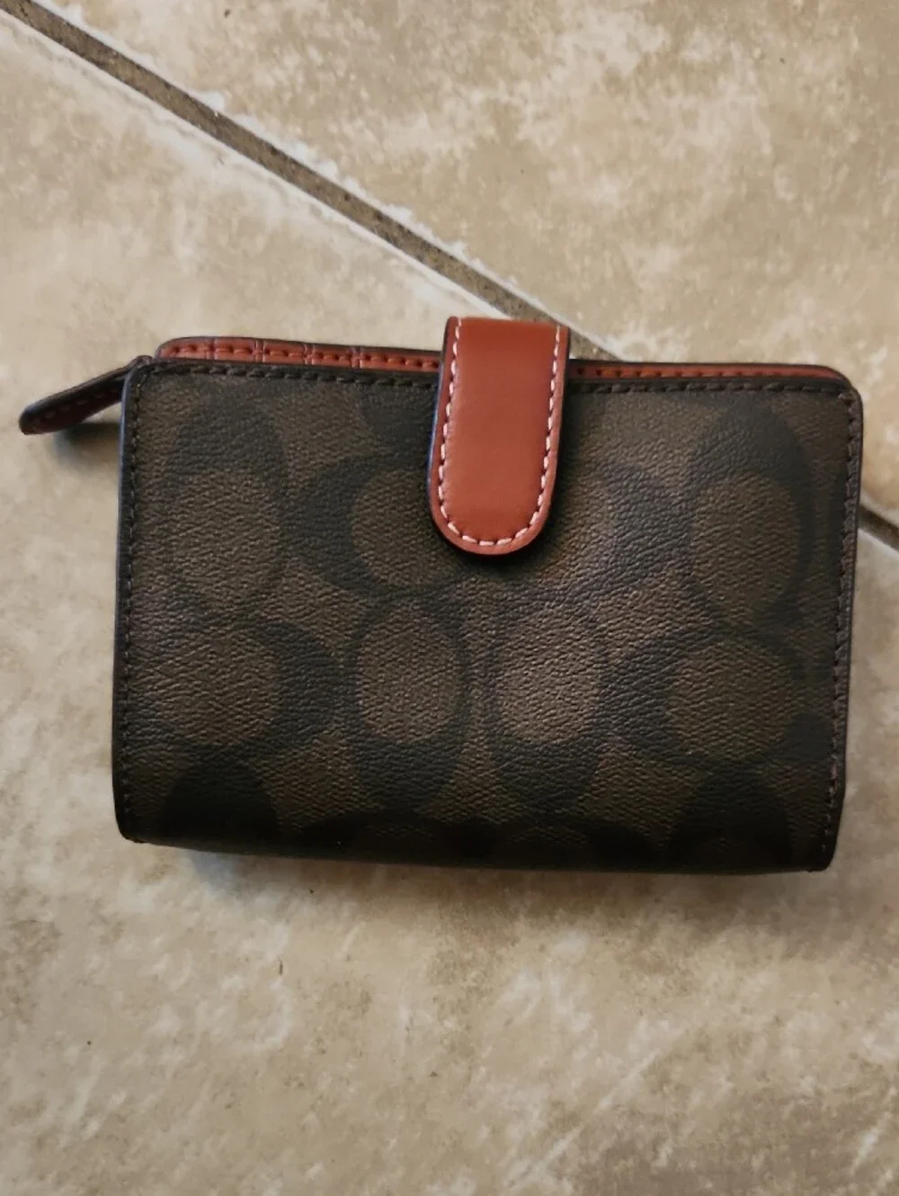 Coach Pink Front Pocket Signature Compact Wallet